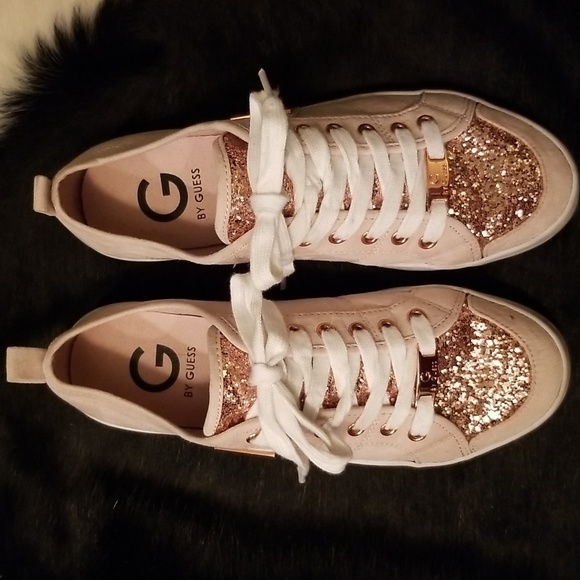 Guess Metallic 7 Light Pink Sneakers Lace up Shoes - Picture 1 of 6